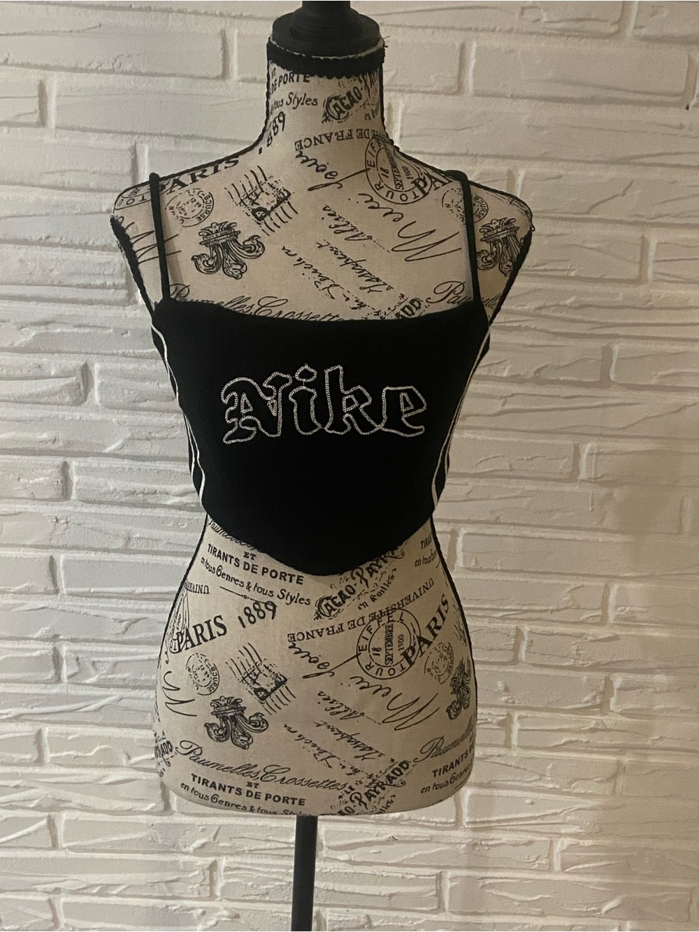 Nike Black Cropped Camisole with White Logo Stitching